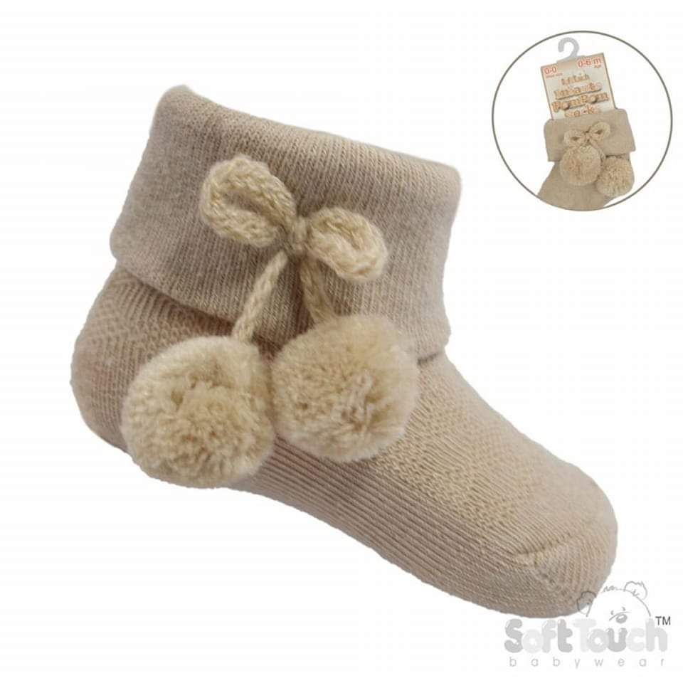 Soft Touch Ankle Pom Pom Sock - Camel