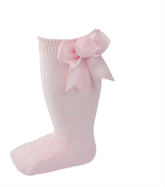 Soft Touch Knee High Pom Bow Sock