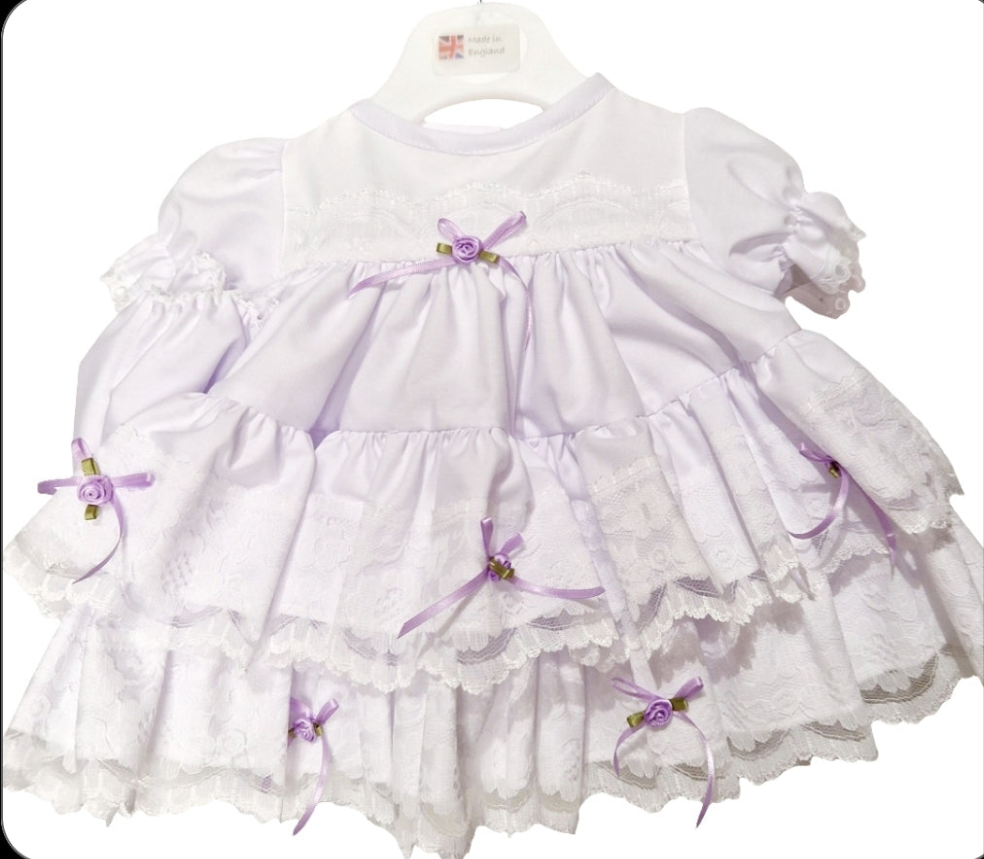 Pre-Order Lilac Bow Frill Baby Dress