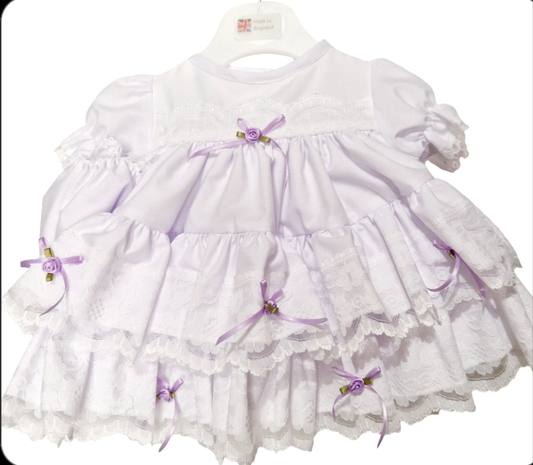 Pre-Order Lilac Bow Frill Baby Dress