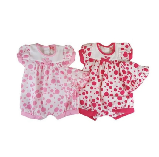 Red Spotty Romper with Matching Hat