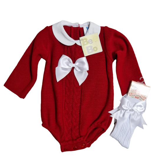 BeeBo Red Romper with White Bow