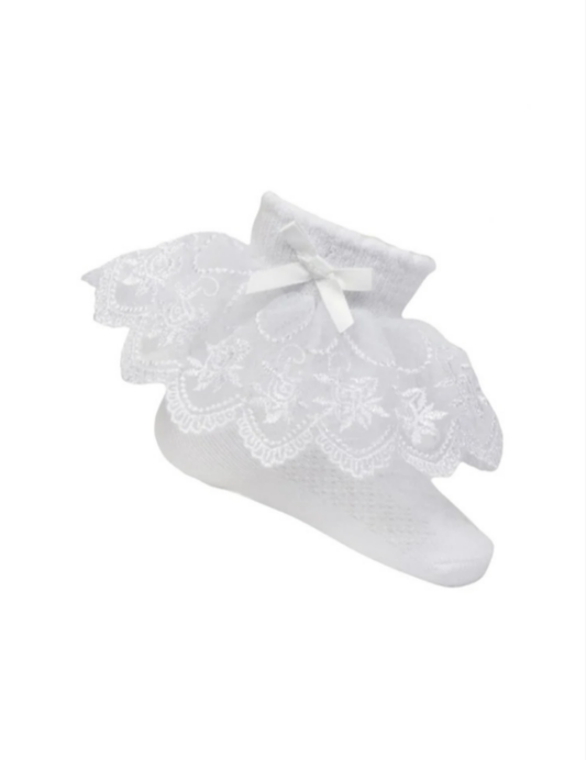 Soft Touch White Lace Floral Sock