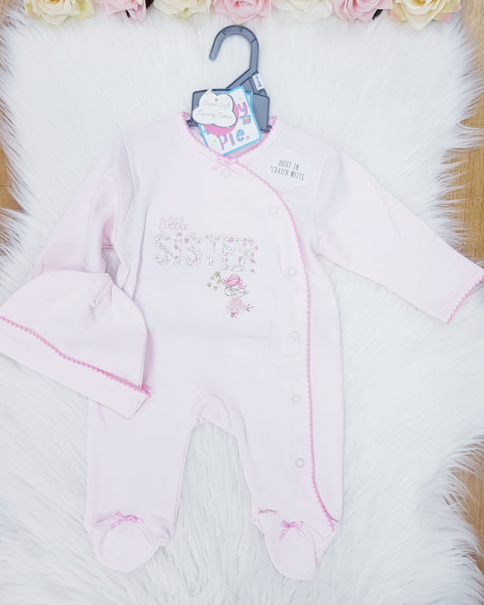 Little Sister sleepsuit with built in scratch mittens