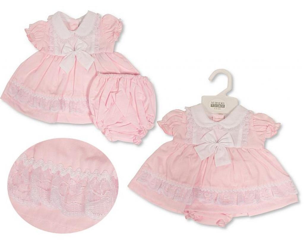 Nursery Time Lace Bow Tiny Baby Dress