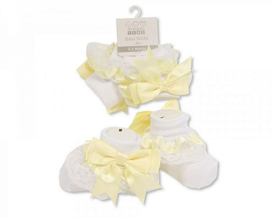 Nursery Time Bow Lace Sock - Lemon