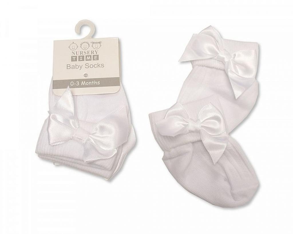 Nursery Time White Baby Bow Sock