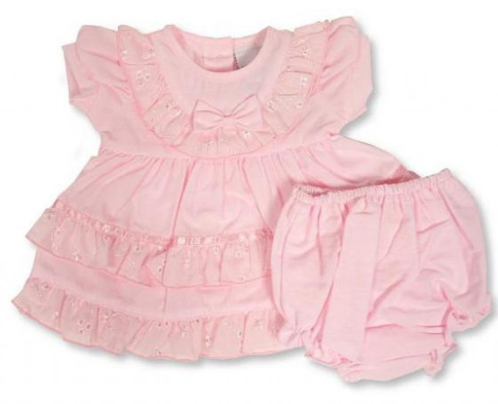 Nursery Time Tiny Broderie Baby Pink Dress