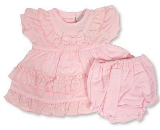 Nursery Time Tiny Broderie Baby Pink Dress