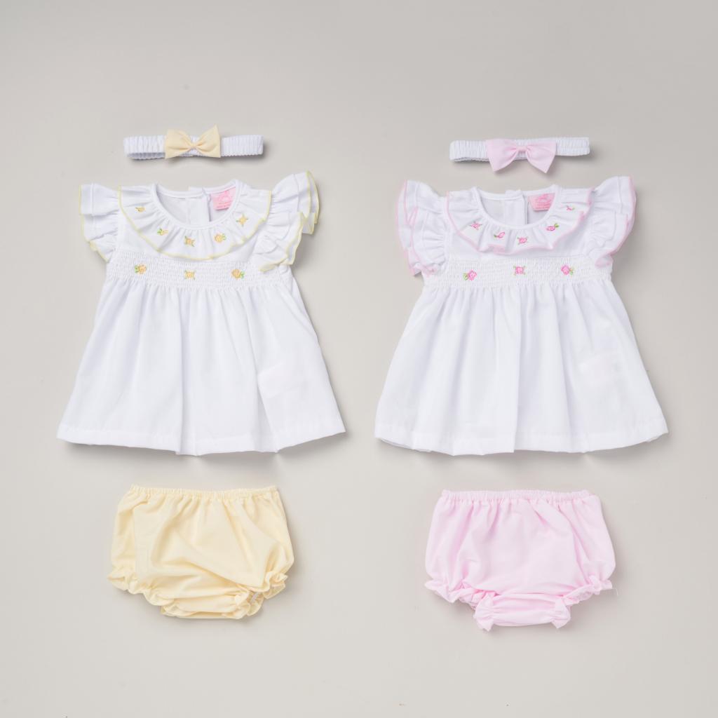 Nursery Time Smock Flower Set with Matching Headband