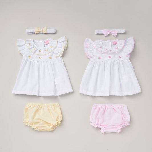 Nursery Time Smock Flower Set with Matching Headband