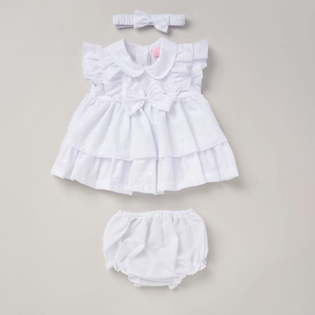 Rock a Bye Baby Girl White Broderie Anglaise Dress