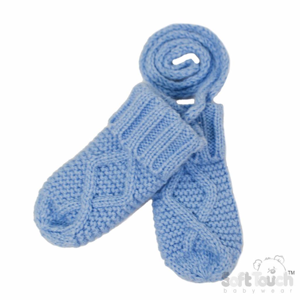 Soft Touch Blue Cable Knit Mittens