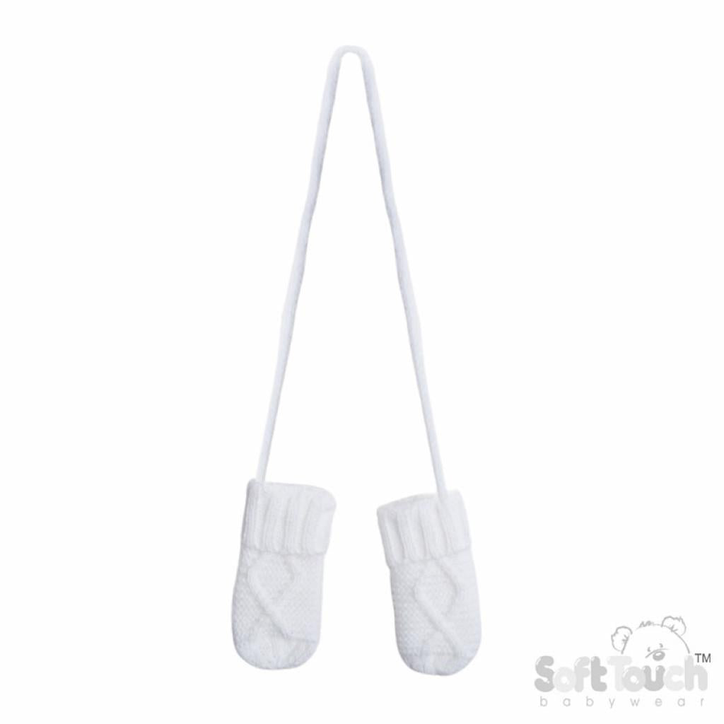 Soft Touch White Cable Knit Mittens