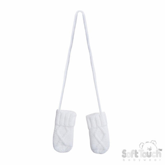 Soft Touch White Cable Knit Mittens