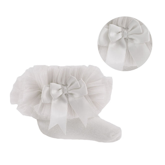 Soft Touch Ankle TuTu Sock - White