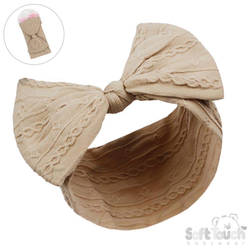 Soft Touch Cable Headband With Bow - Camel