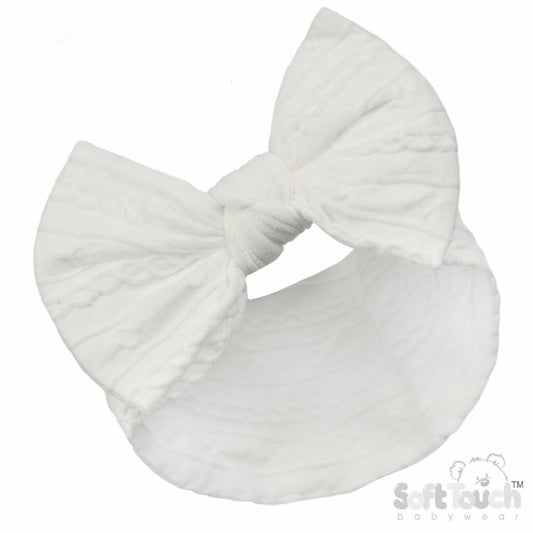 Soft Touch Cable Headband With Bow - White