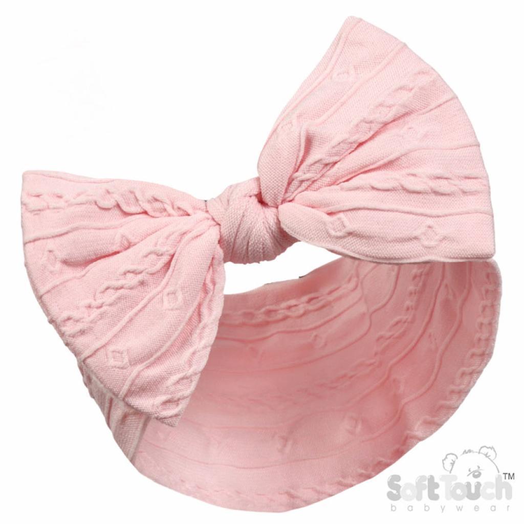 Soft Touch Cable Headband With Bow - Pink