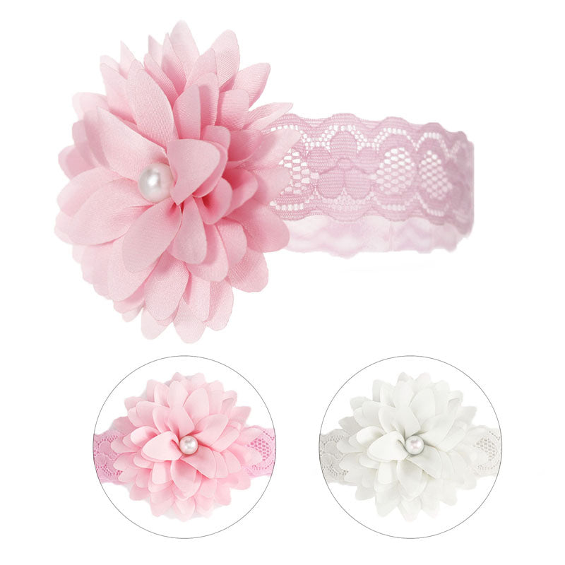 Soft Touch White or Pink Flower headband with pearl style detail