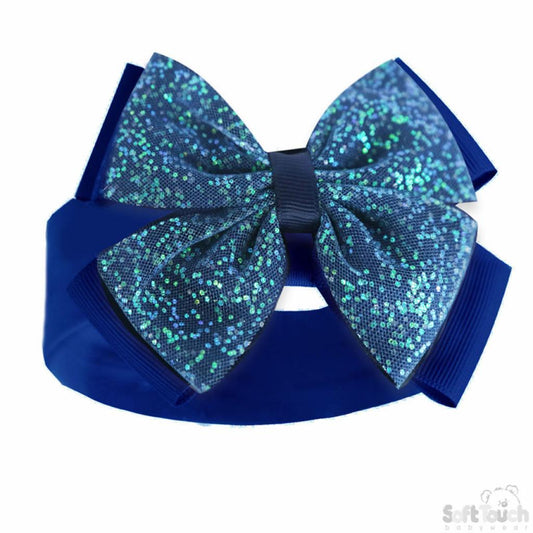 Soft Touch Glitter Bow Headband - Navy