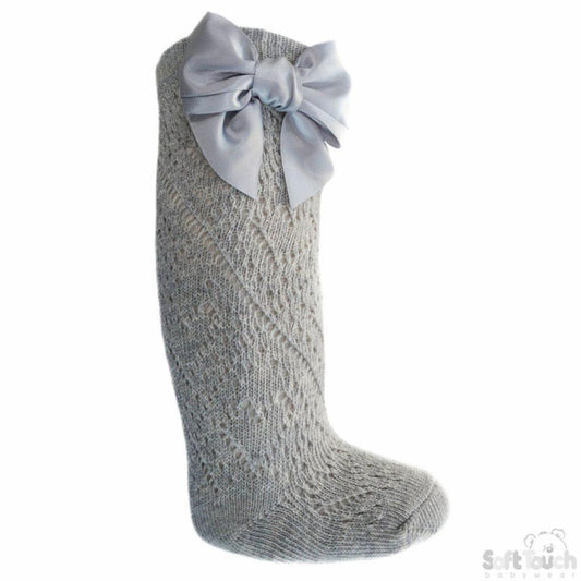 Pelerine Knee length sock with bow - Grey