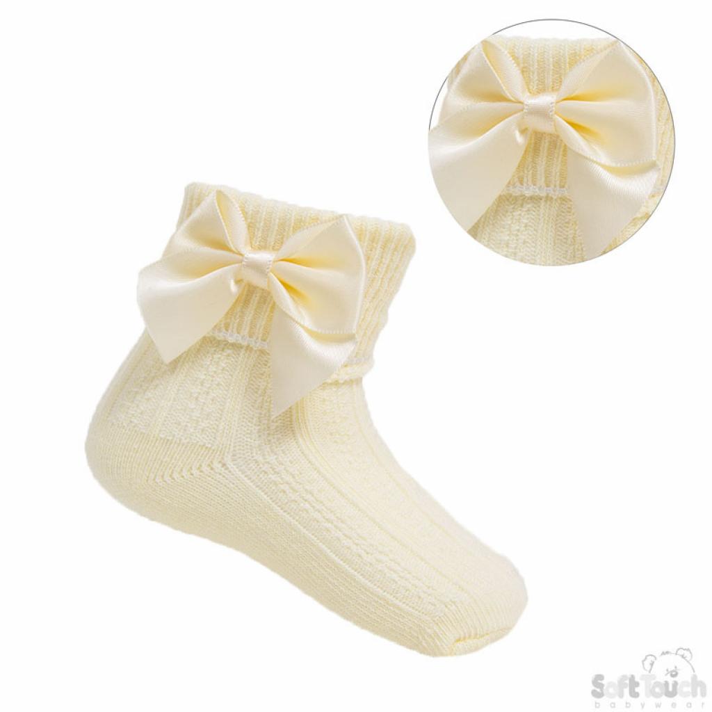 Soft Touch Lemon Yellow Ribbed With Bow Sock