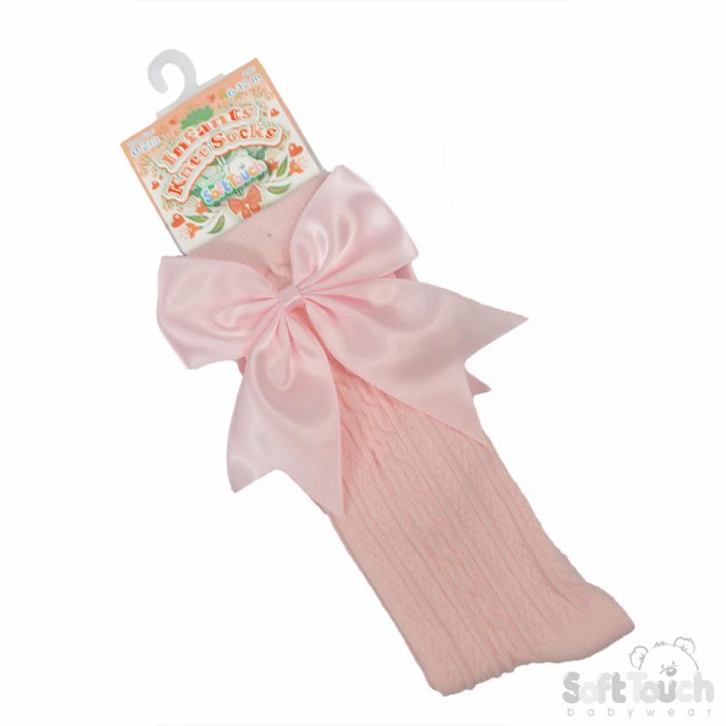 Soft Touch Bow Knee High Sock - Pink