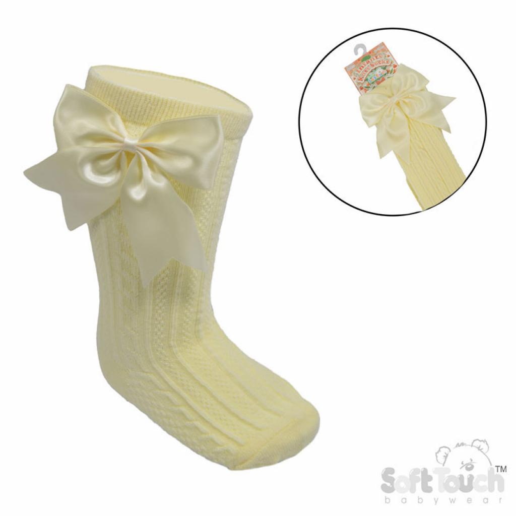 Soft Touch Bow Knee High Sock - Lemon