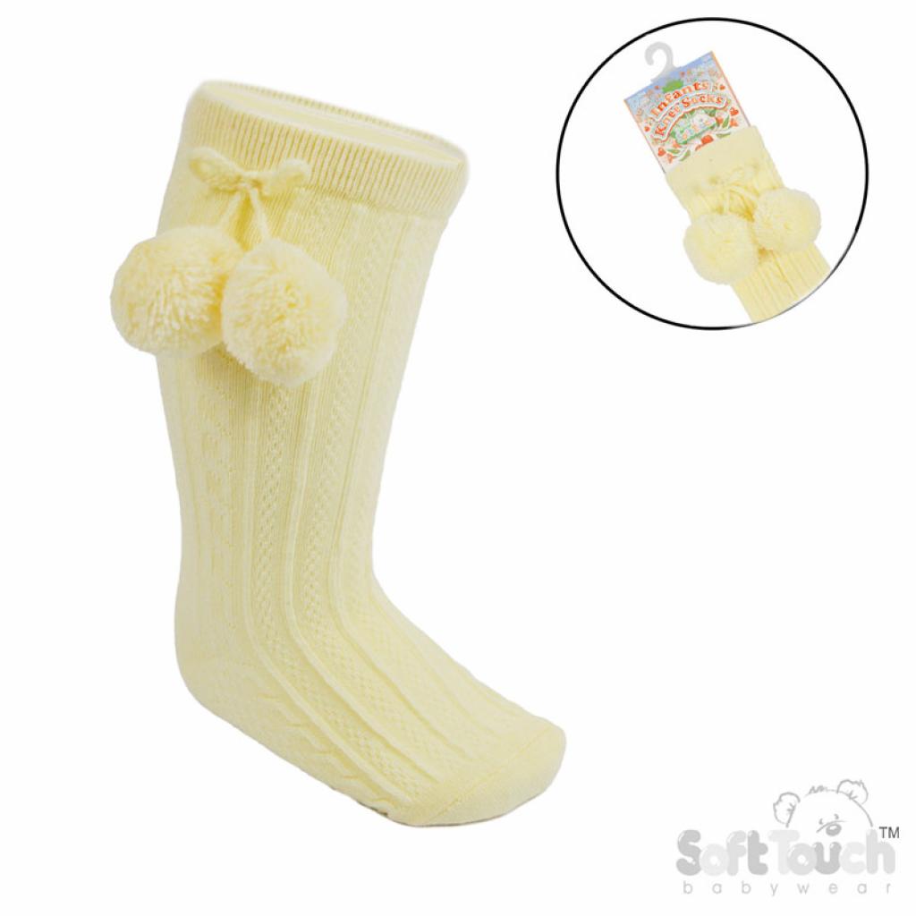 Soft Touch Yellow Knee High Pom Pom Sock