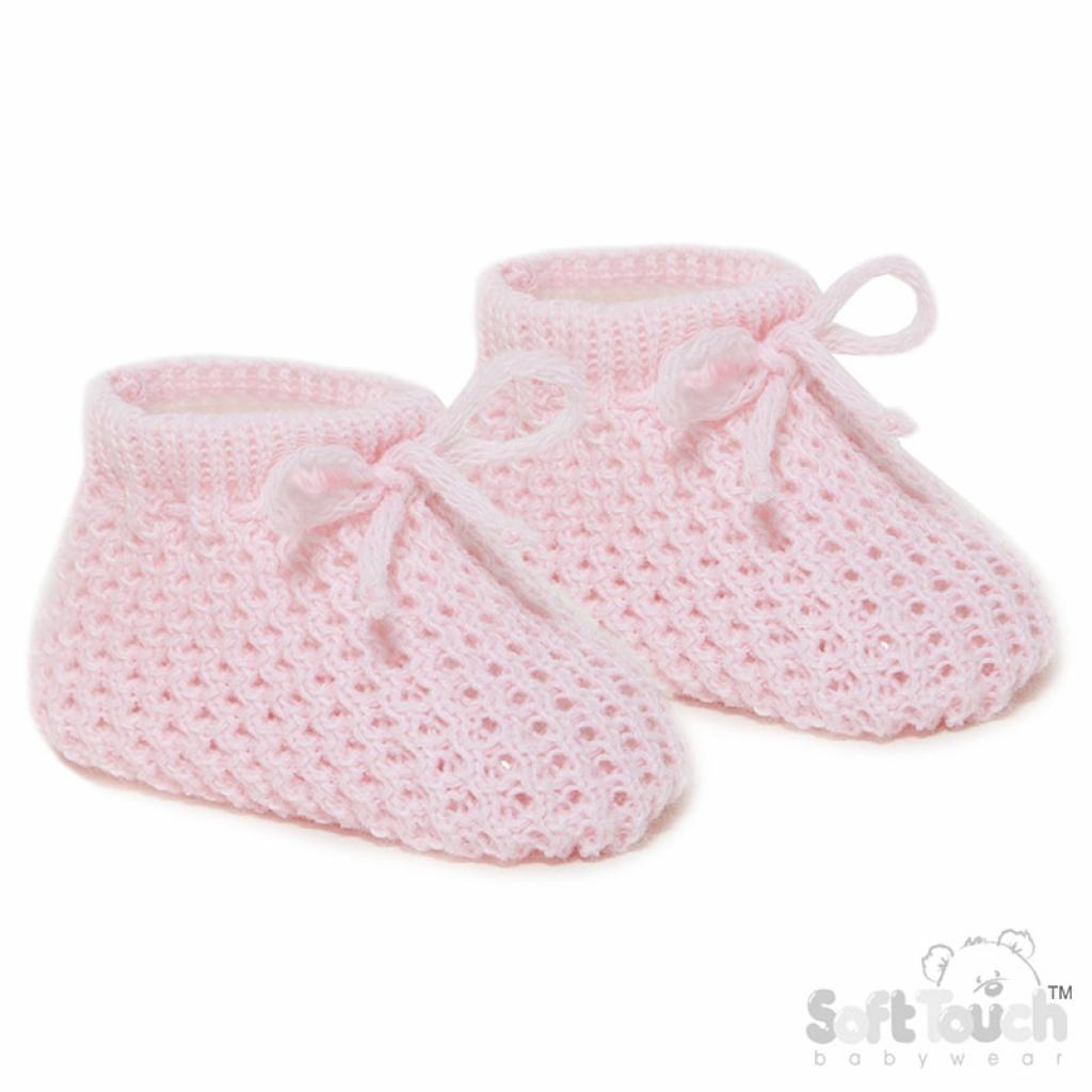 Soft Touch Pink Knitted Baby Booties