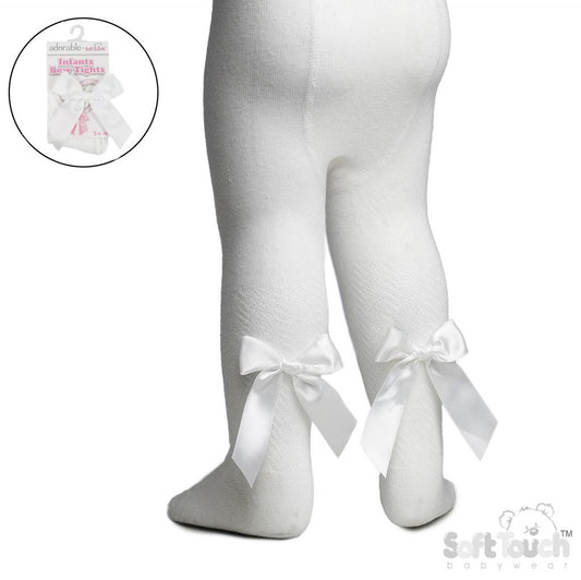 Soft Touch Chevron tights with long bow - Cream