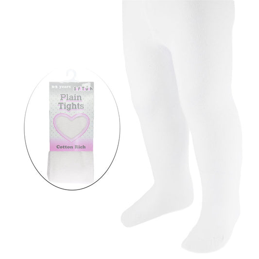 Soft Touch Plain White Cotton Rich Tights