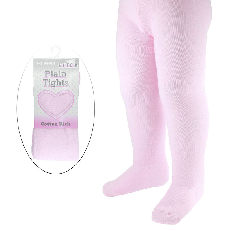 Soft Touch Plain Pink Cotton Rich Tights