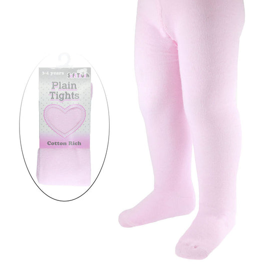 Soft Touch Plain Pink Cotton Rich Tights