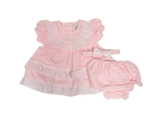 Nursery Time Pink and White Baby Dress