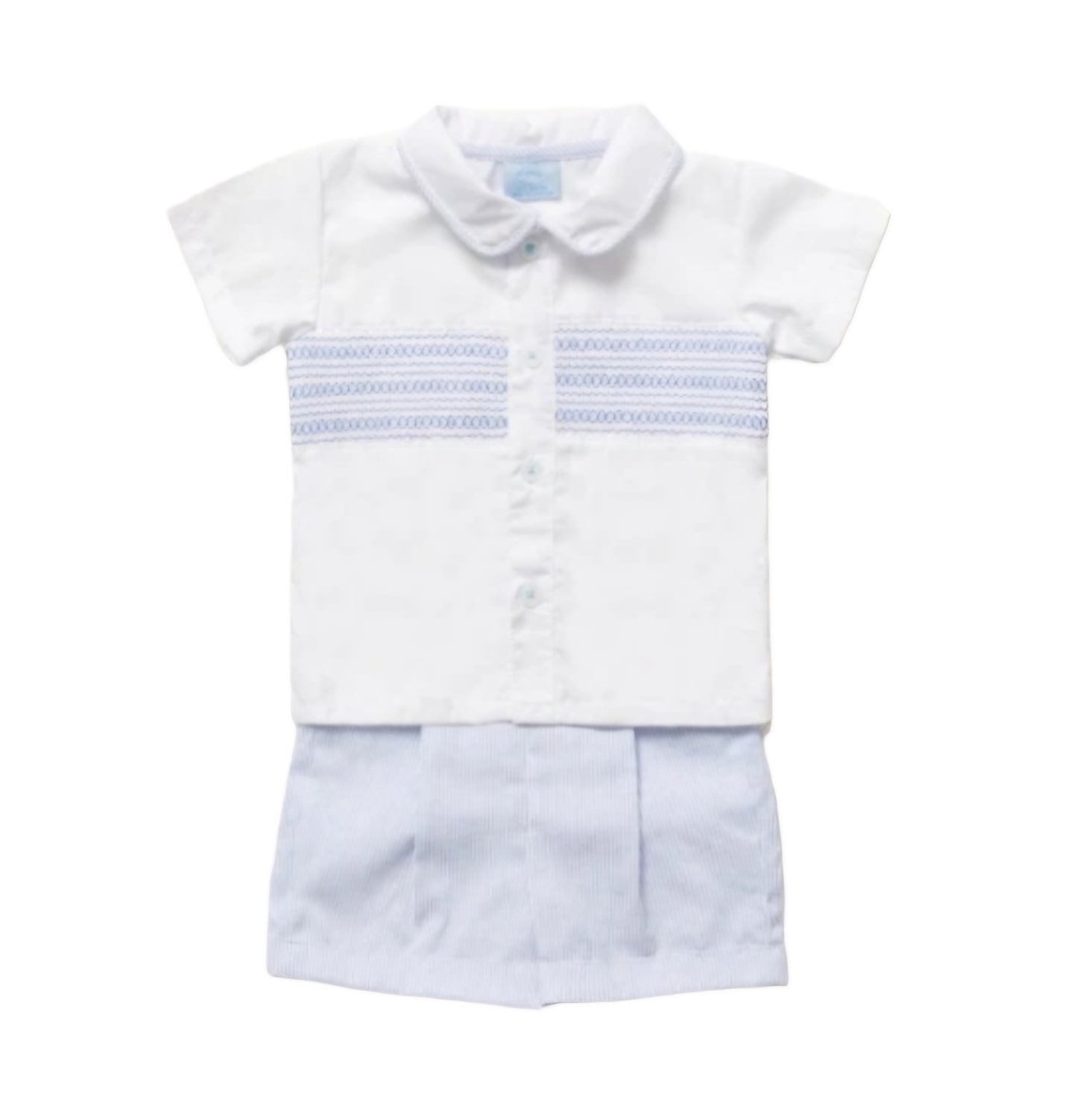 Rock a Bye Baby Blue Smocked Striped Short Set