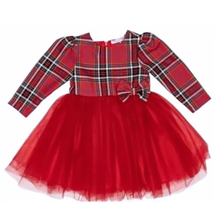 Visara Tartan and Organza Dress