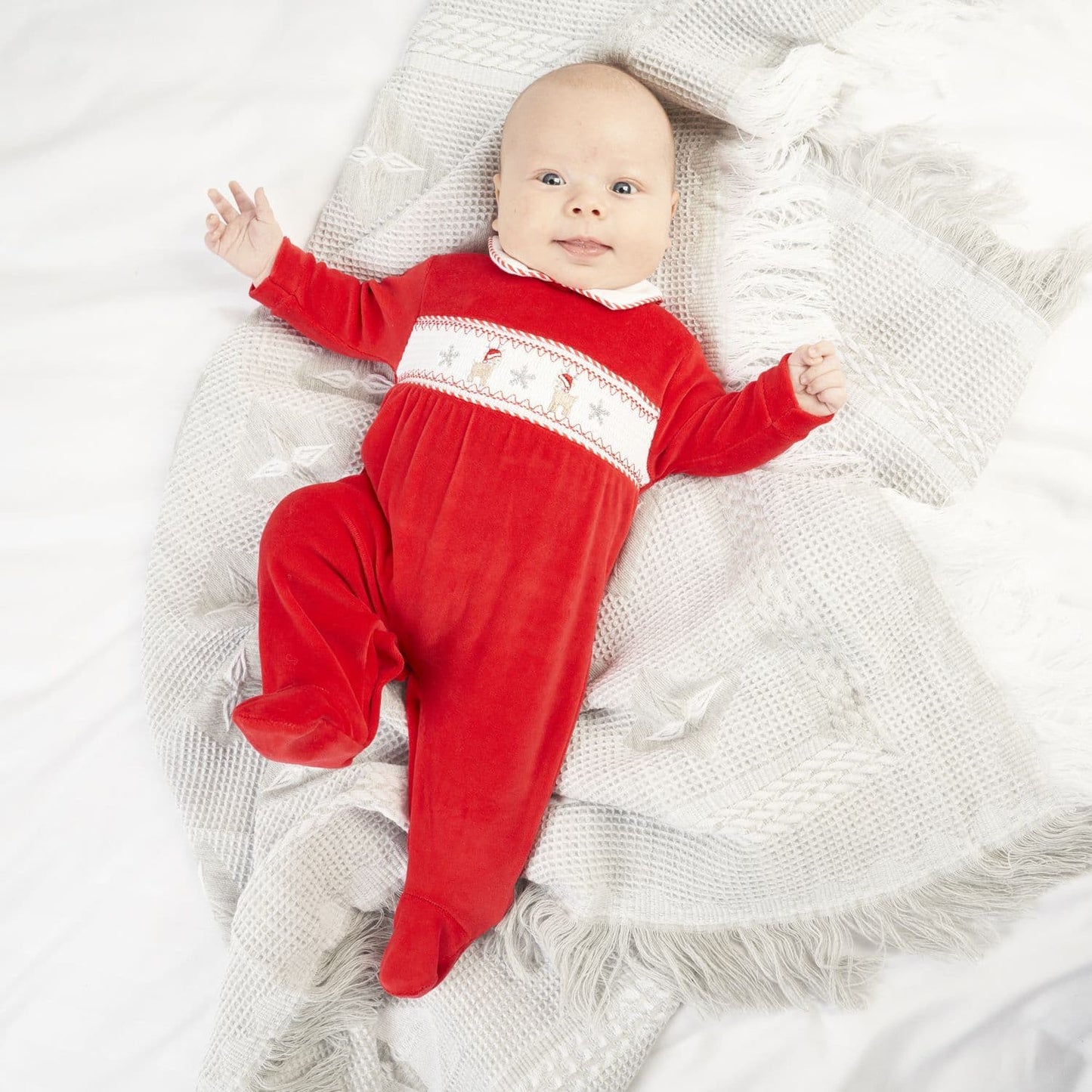 Dandelion Reindeer Smocked Velour Sleepsuit