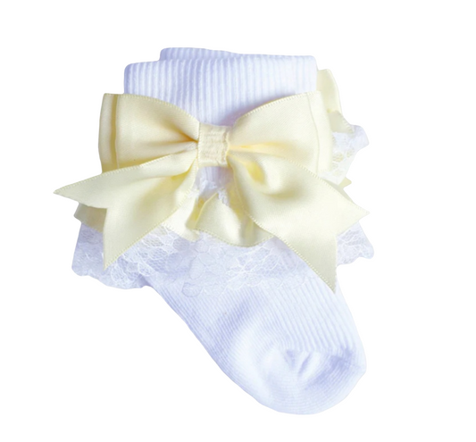 Nursery Time Bow Lace Sock - Lemon