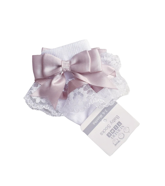 Nursery Time  Bow Lace Sock - Camel