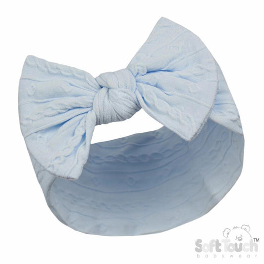 Soft Touch Cable Headband With Bow - Blue