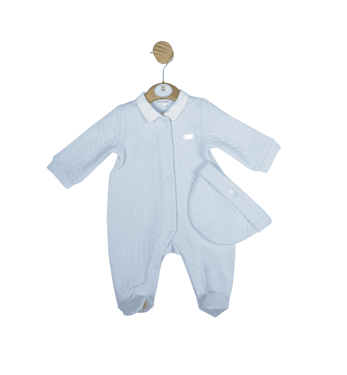 Mintini
Baby Boy Pale Blue Waffle Cotton Babygrow