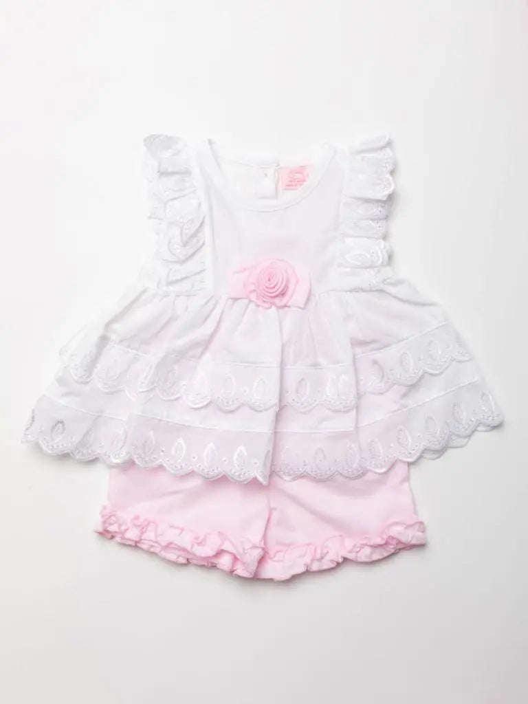 Rock a Bye Baby Spanish Romany Lace Rose Top & Shorts Set